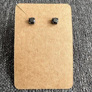 Black CZ Studs with Blue Side Stones